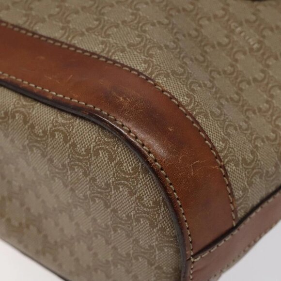 CELINE Macadam Canvas Tote Bag PVC Beige Gold Auth BA2311 - Picture 11 of 14